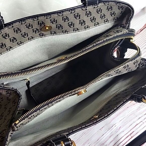 Dooney & Bourke Black Signature Pattern Shoulder Bag with Accessories - Picture 10 of 15